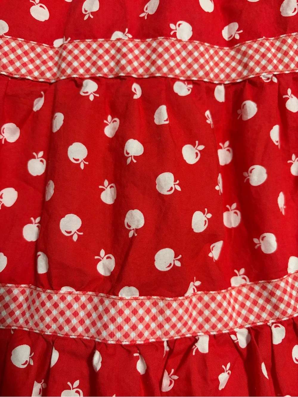 Tiered Apple-Print Dress with Snow White Applique - Size 7/8
